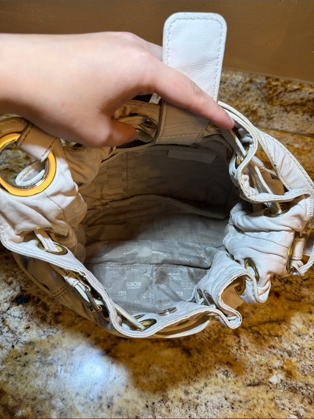 Michael Kors Laced Belts buckle & magnet close hobo Bag